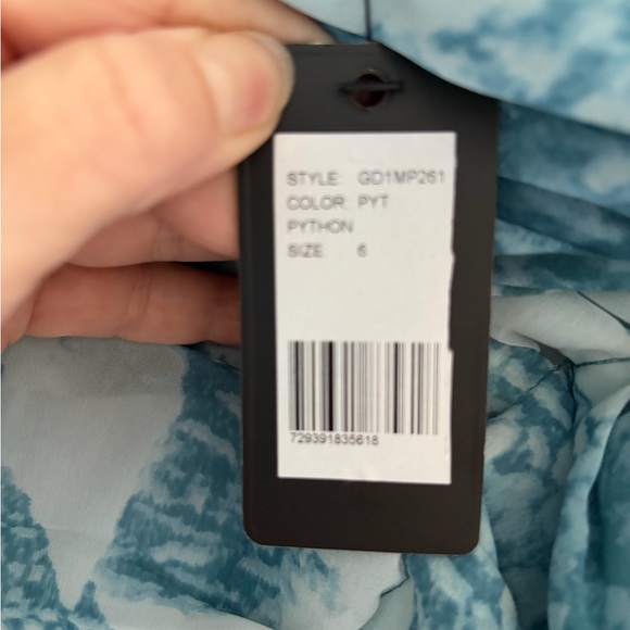 Guess Teal Blue Python Pattern Ruched Mini Dress - Picture 4 of 4